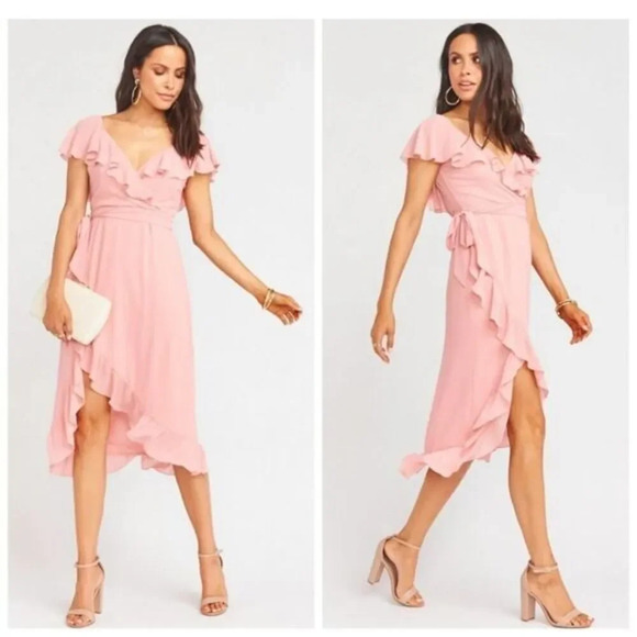 Show Me Your MuMu Granada Dress In Ballet Chiffon - Picture 1 of 12